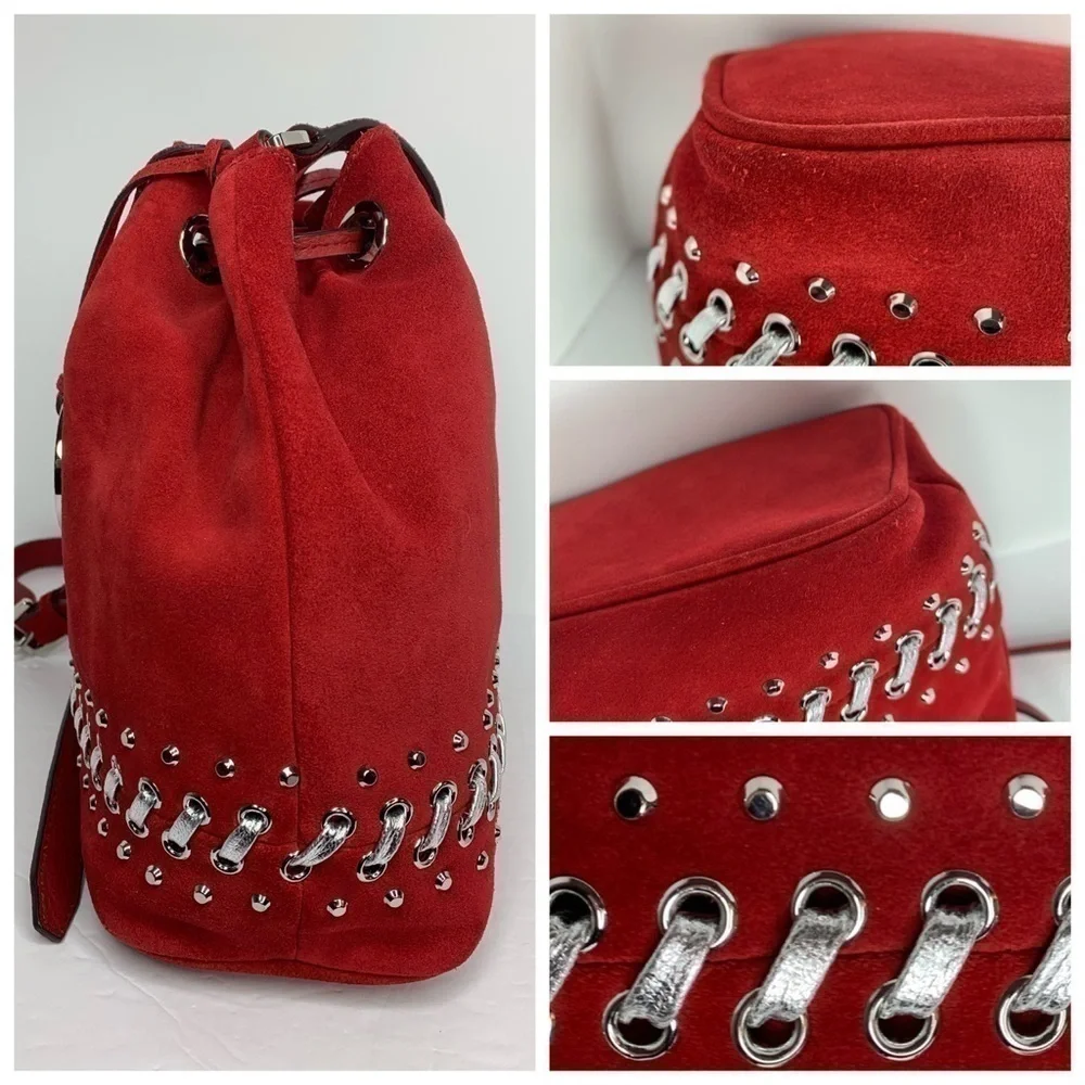 MK Michael Kors Jules Red Suede Satchel Rare Bag